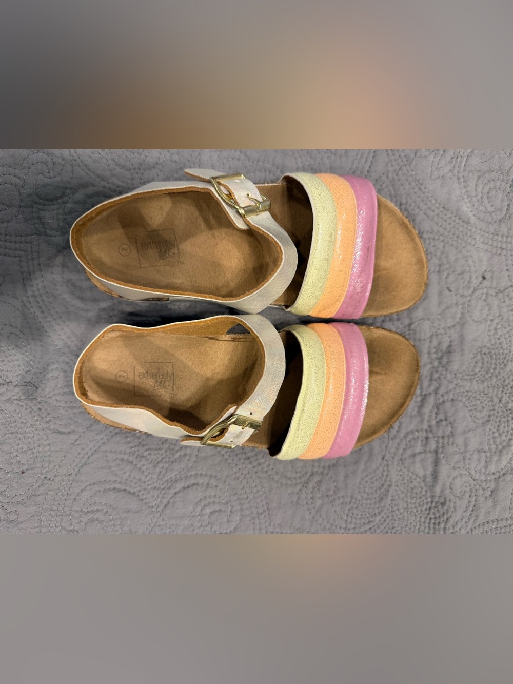 Wolverine Kids Triple-Stripe Pastel Sandal in Pink, Yellow, Peach